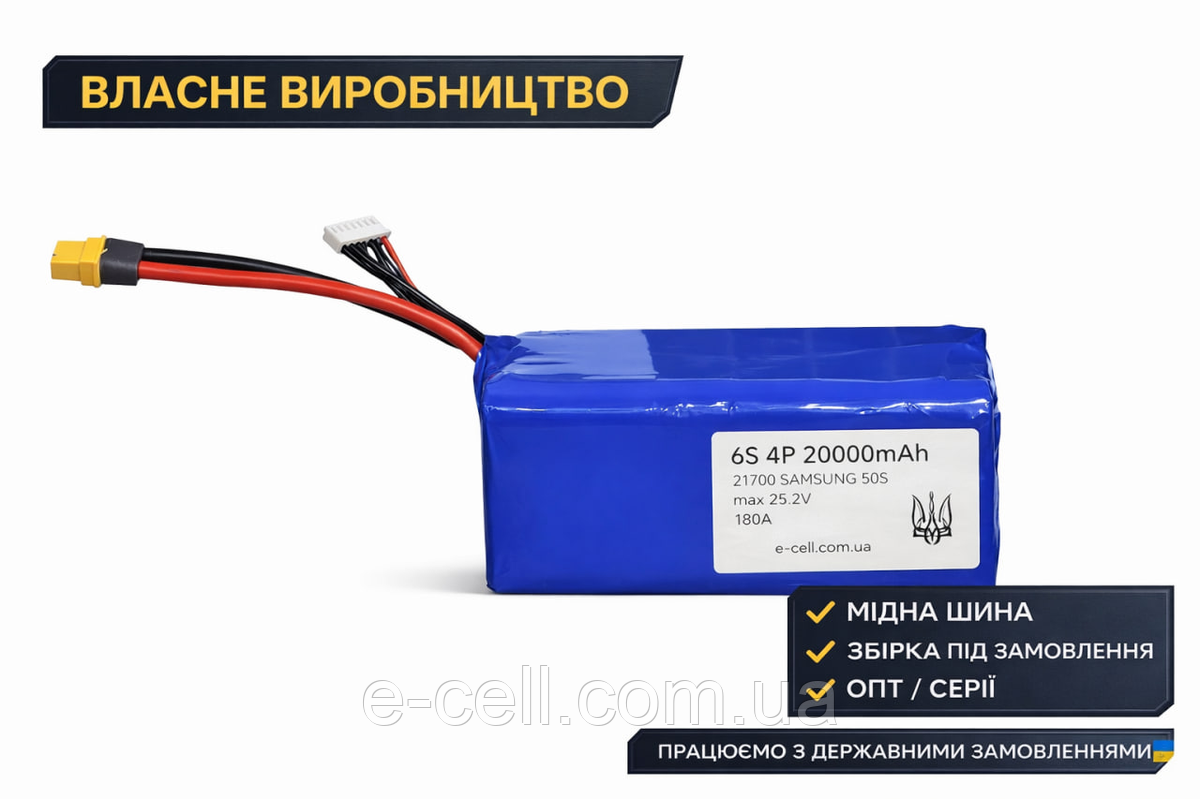 Акумулятор 6S4P 21700 20000mAh 180A SAMSUNG 50S