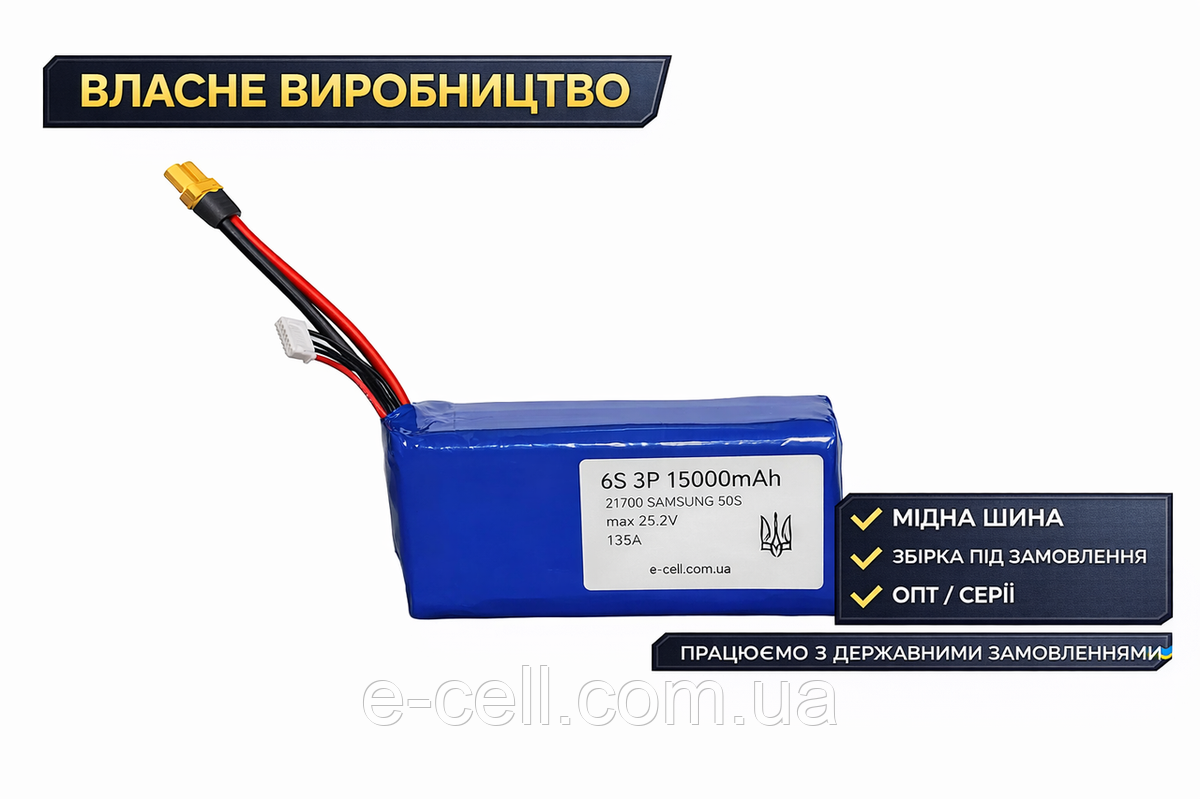 Акумулятор 6S3P 21700 15000mAh 135A SAMSUNG 50S