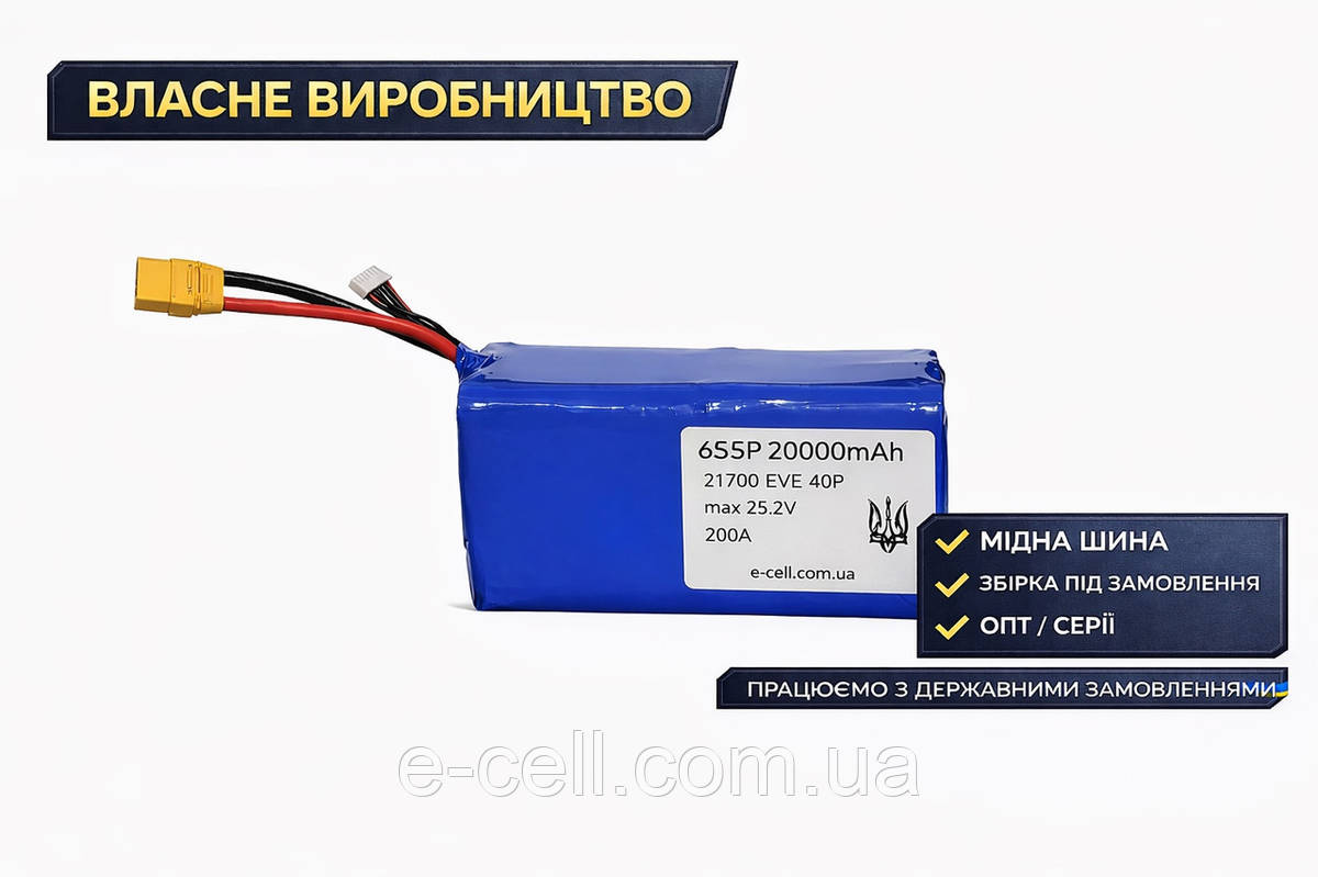 Акумулятор 6S5P 21700 20000mAh 200A (EVE 40P)